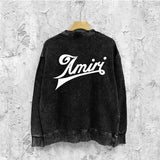 Amiri washed sweatshirt oblique letterprinting washed and distressed