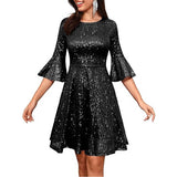 Women Party Dress Sequined Vintage Dignified Dress (Ss0416)