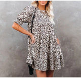 Women Dresses in Stock Cross-Border Amazon Leopard Print Dress
