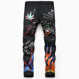 Mens Fashion Jeans Skull Flame 5646#