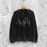 Amiri washed sweatshirt rainbow letterprinting washed and distressed