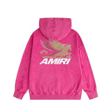 Amiri washed hoodie mottled pegasus distressed printing