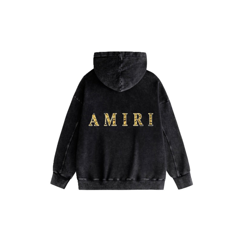 Amiri washed hoodie tiger print spider print