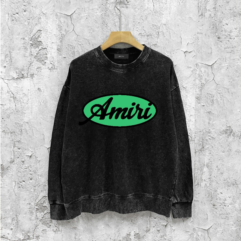 Amiri washed sweatshirt oval letterprinting washed and distressed