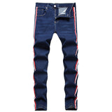 Mens Fashion Jeans Red stripes 7163#