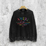 Amiri washed sweatshirt watercolor cartoon letter print washed old