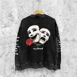 Amiri washed sweatshirt double-sided rose print washed old