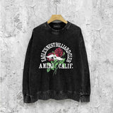Amiri washed sweatshirt rose printing washed and distressed