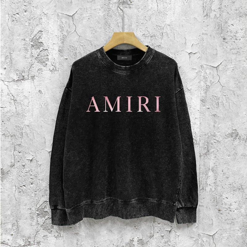 Amiri washed sweatshirt pink letter print washed old