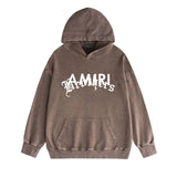 Amiri washed hoodie letter cross washed distressed printing