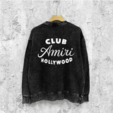 Amiri washed sweatshirt hollywood club printing washed and distressed