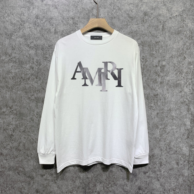 Amiri long sleeve shirts gray gradient letterprinting