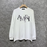 Amiri long sleeve shirts gray gradient letterprinting