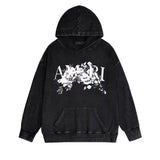 Amiri washed hoodie colorless flower distressed printing