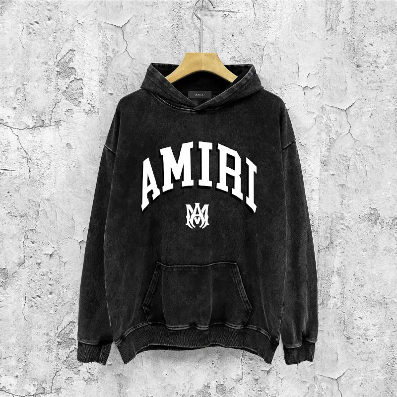 Amiri washed hoodie spider projection washed distressed printing