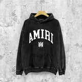 Amiri washed hoodie spider projection washed distressed printing