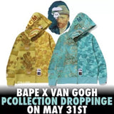 Bathing ape hoode bape van gogh joint wave sunflower