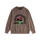 Amiri washed sweatshirt rose printing washed and distressed