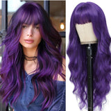 Women's Wigs Straight Bangs Long Wavy Gradient Wig
