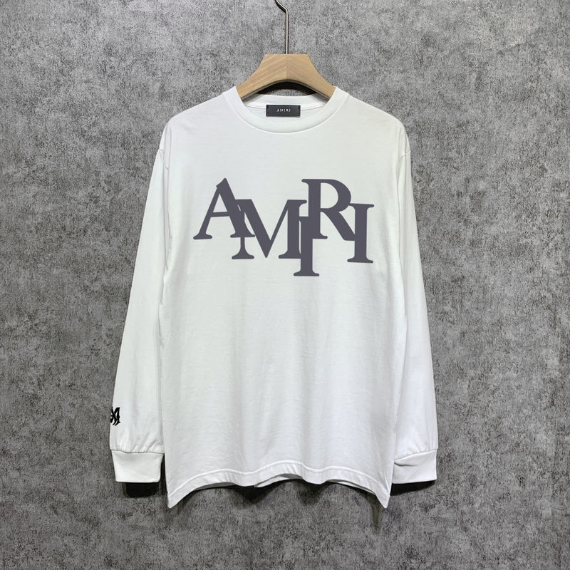 Amiri long sleeve shirts all gray overlapping letterprinting