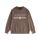 Amiri washed sweatshirt colorful letter horizontal stripsprinting washed and distressed