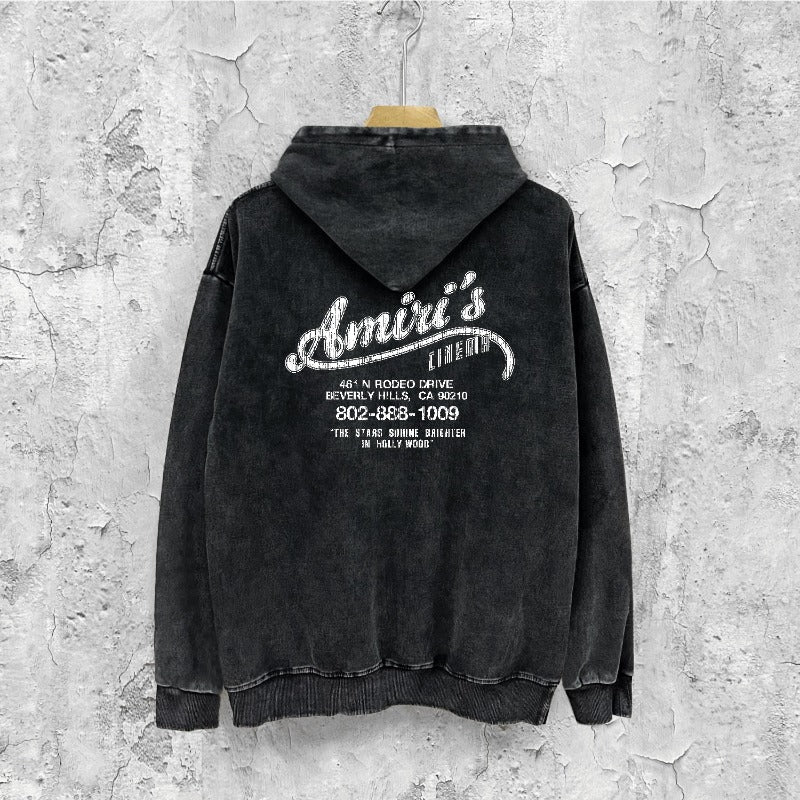 Amiri washed hoodie california limited bone crack washed distressed printing