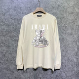 Amiri long sleeve shirts distressed teddy bear printing