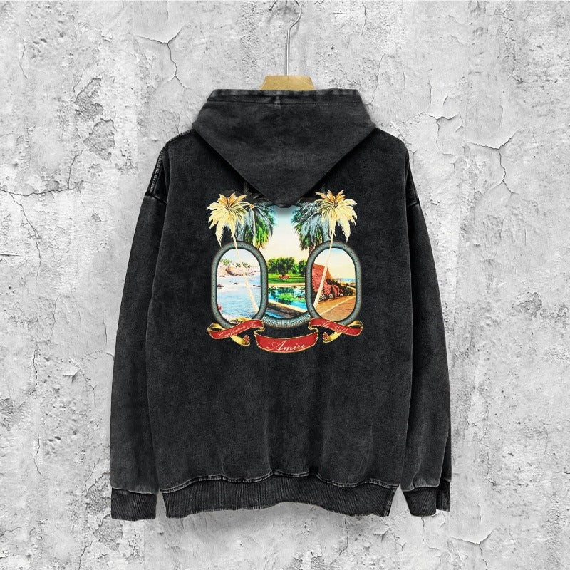 Amiri washed hoodie mirrored distressed printing