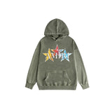 Amiri washed hoodie graffiti five-pointed star letterprinting