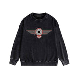 Amiri washed sweatshirt flying eagle wings chapter printing washed and distressed