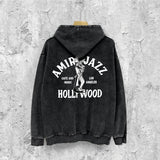 Amiri washed hoodie wolf music hand-made distressed printing