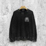 Amiri washed sweatshirt flower shield printing washed and distressed