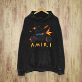 Amiri washed hoodie motorcycle skull washed distressed printing