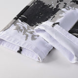 Mens Fashion Jeans White camouflage 5602#