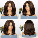 Women'S Wigs Middle Part Short Straight Yaki Bob Wig