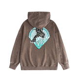 Amiri washed hoodie black panther distressed printing