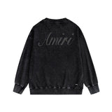 Amiri washed sweatshirt wing crown printing washed and distressed