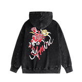 Amiri washed hoodie flower printing distressed printing