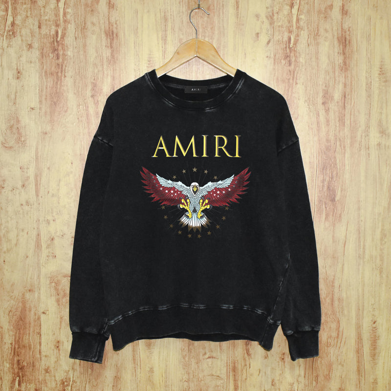 Amiri washed sweatshirt five-pointed star flying eagle printing washed and distressed