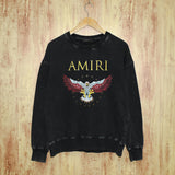 Amiri washed sweatshirt five-pointed star flying eagle printing washed and distressed