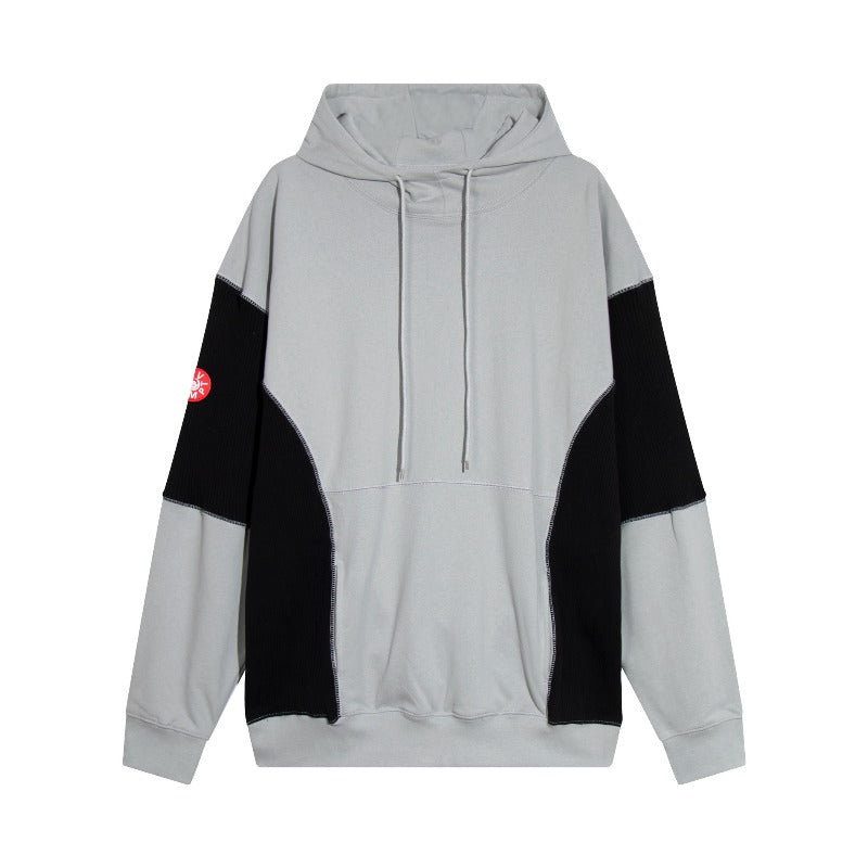 C.e hoodie early spring c.e patchworkcontrast color ribbed hooded sweatshirt