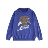 Amiri washed sweatshirt brown flying eagle printing washed and distressed