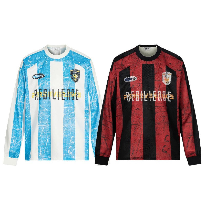 Men's long sleeve shirt - gt retro west coast sports jersey style - hip hop striped design