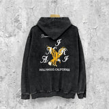 Amiri washed hoodie hollywood eagle distressed printing