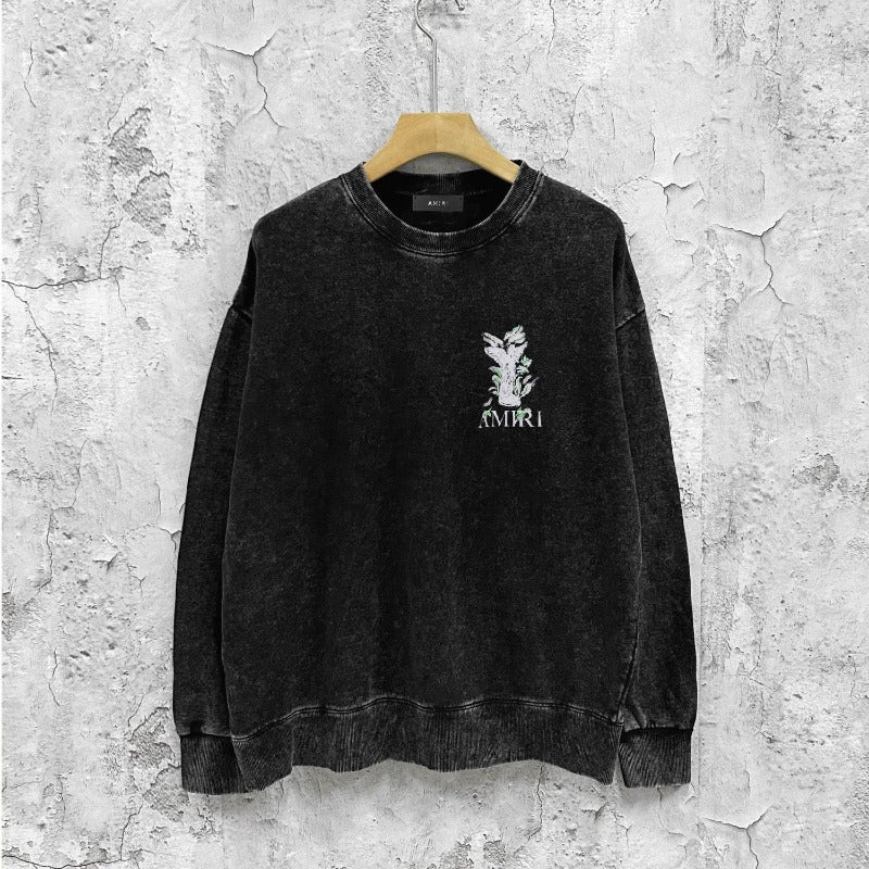 Amiri washed sweatshirt angel printing washed and distressed