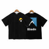 Rhude T Shirt Classic Sunset Theme Printed Short Sleeve T-Shirt