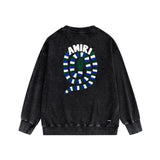 Amiri washed sweatshirt large patchwork colorful snake printing washed and distressed