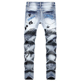 Mens Fashion Jeans Embroidered street graffiti 7118#