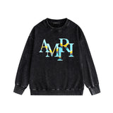 Amiri washed sweatshirt gradient overlapping letterprinting washed and distressed