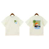 Rhude T Shirt Sunset Coconut Racing Printed Short Sleeve T-Shirt